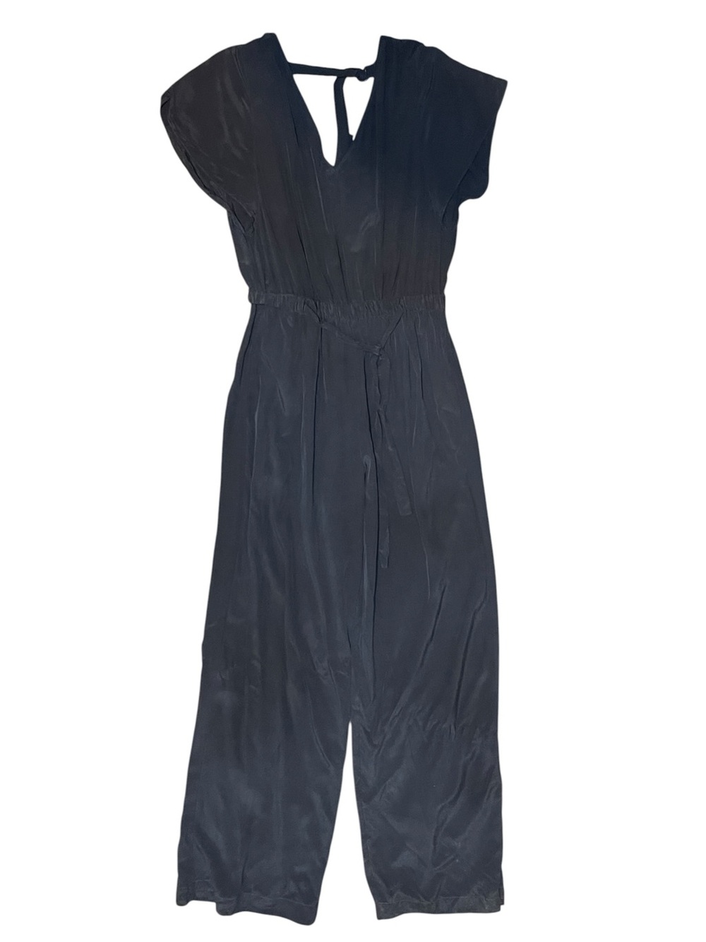 Vince black silk V-neck cap sleeve fullβ leg jumpsuit classic upscale luxury XS
